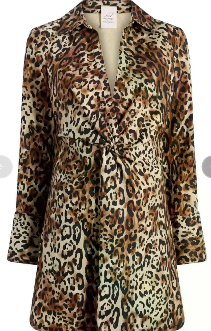 Cinq a Sept Mckenna Leopard Print Mini Dress in Brown NWT Size 2 - Picture 7 of 9